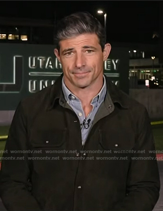 Matt Gutman’s moss green suede jacket on Good Morning America