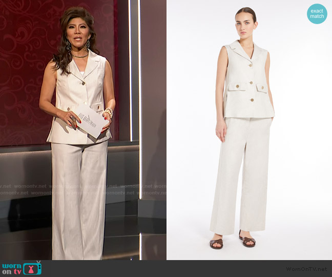 Max Mara Stretch linen gilet jacket worn by Julie Chen on Big Brother