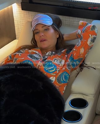 Meredith’s oarnge caviar print pajamas on The Real Housewives of Salt Lake City