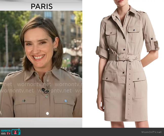 Michael Kors Collection Cargo Trench Coat Dress worn by Margaret Brennan on CBS Mornings