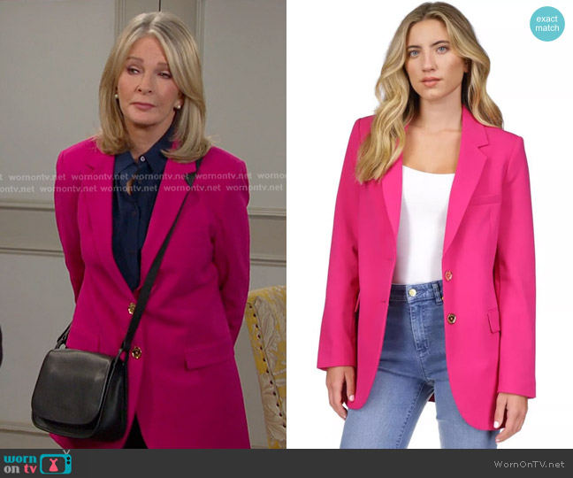 Michael Kors Solid Two Button Blazer Jacket in pink worn by Marlena Evans (Deidre Hall) on Days of our Lives