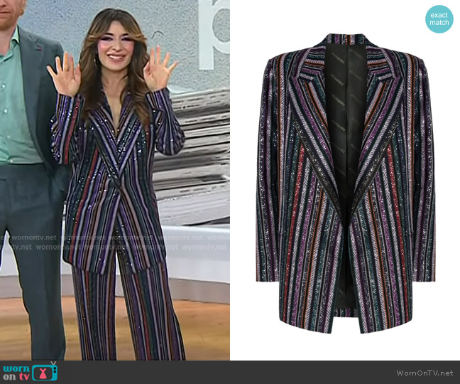 Missoni Sequin-striped Jacket worn by Sabrina Impacciatore on Today