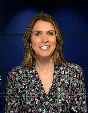 Molly’s black floral tie neck dress on Today