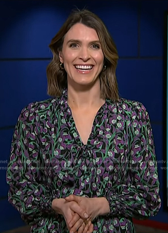 Molly’s black floral tie neck dress on Today