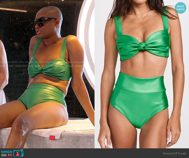 Montce Hayden Bikini Top in Emerald Shimmer worn by Guerdy Abraira (Guerdy Abraira) on The Real Housewives of Miami
