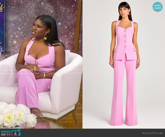 Nadine Merabi Zoe Waistcoa in Pink worn by Edwina Findley on Good Morning America