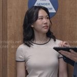 Nicole’s contrasting trim top on The Paper