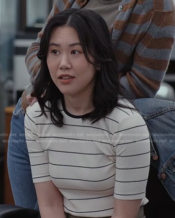 Nicole’s white striped tee on The Paper