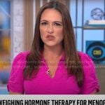 Nikki Battiste’s pink midi dress with ruched sleeves on CBS Mornings