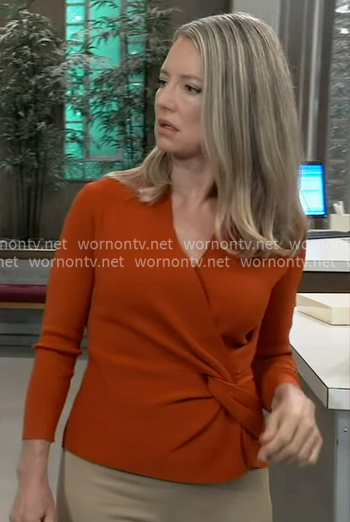 Nina’s orange knot front top on General Hospital