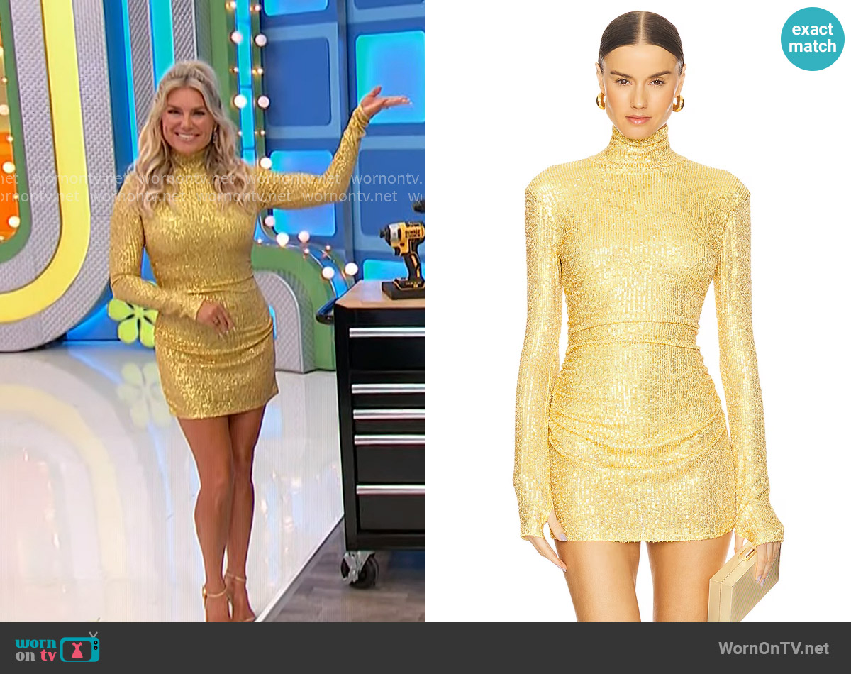 Norma Kamali Long Sleeve Pickleball Dress in Asparagus worn by Rachel Reynolds on The Price is Right