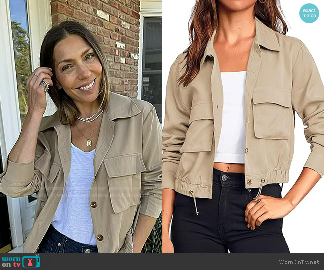 Onedreamer Military Safari Cropped Jackets in Beige worn by Melissa Garcia on Today