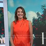 Teri Hatcher’s red satin wrap top and pants on Today