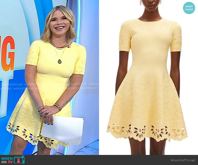 Oscar de la Renta Jacquard Eyelet Fit-&Flare Dress worn by Jenna Bush Hager on Today