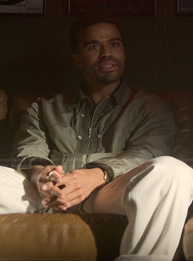 Ozzie’s green striped jacket on Reasonable Doubt