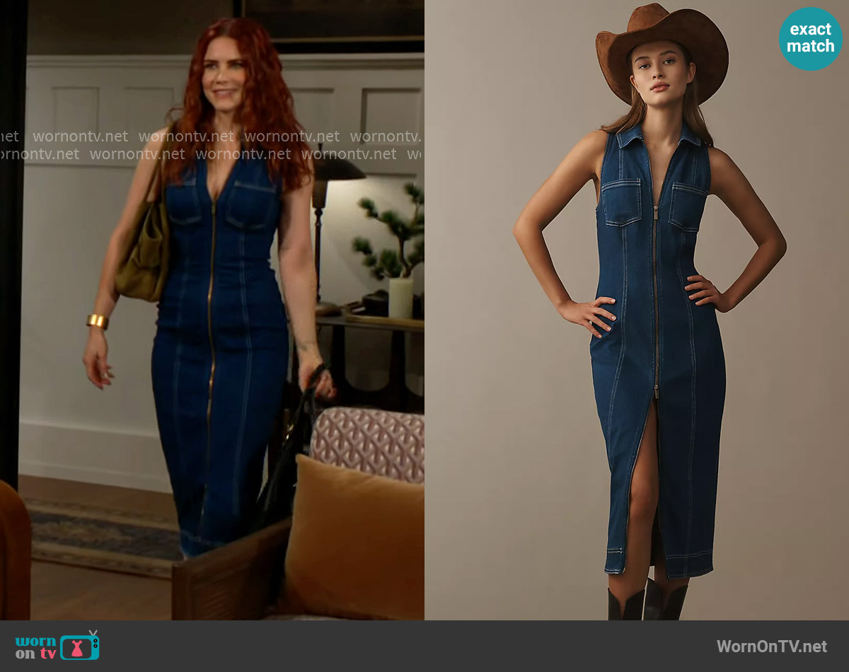 Pilcro Fitted Denim Midi Dress worn by Sally Spectra (Courtney Hope) on The Young and the Restless