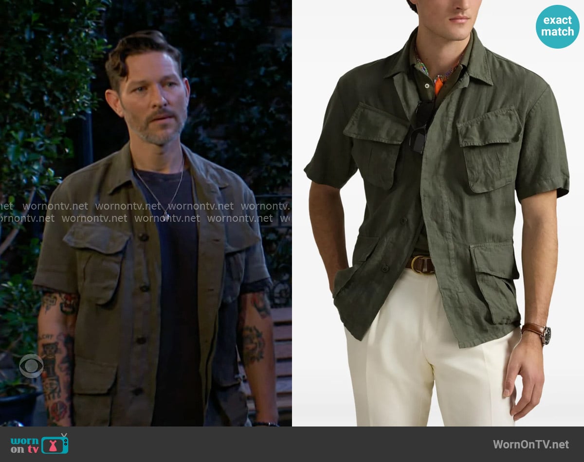 Polo Ralph Lauren Linen Shirt worn by Daniel Romalotti (Michael Graziadei) on The Young and the Restless