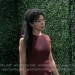 Portia’s burgundy sheath dress on General Hospital