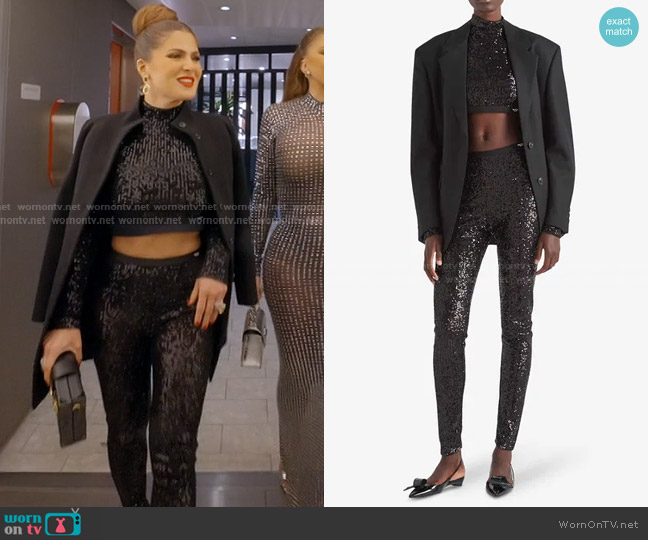 Prada Sequin-Embellished Turtleneck Woven Top worn by Stephanie Shojaee (Stephanie Shojaee) on The Real Housewives of Miami