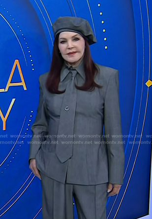 Priscilla Presley’s grey shirt and pants on Today