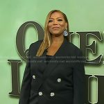 Queen Latifah’s black blazer with flower embellished buttons and earrings on Today