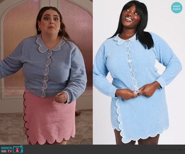 Rachel Antonoff Cupcake Cardigan Terry worn by Althea (Beanie Feldstein) on Only Murders in the Building