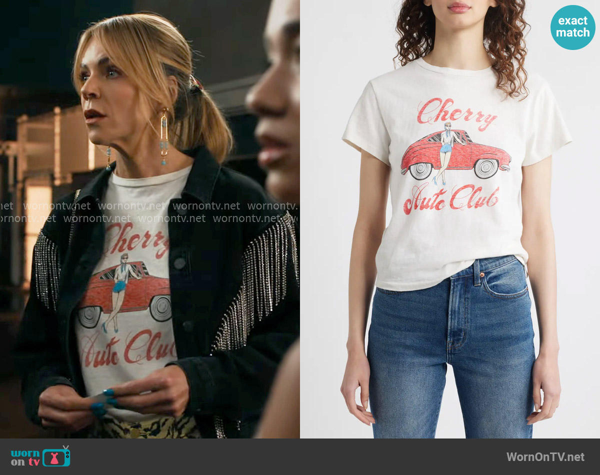 Re/Done Classic Cherry Auto Tee worn by Morgan Gillory (Kaitlin Olson) on High Potential