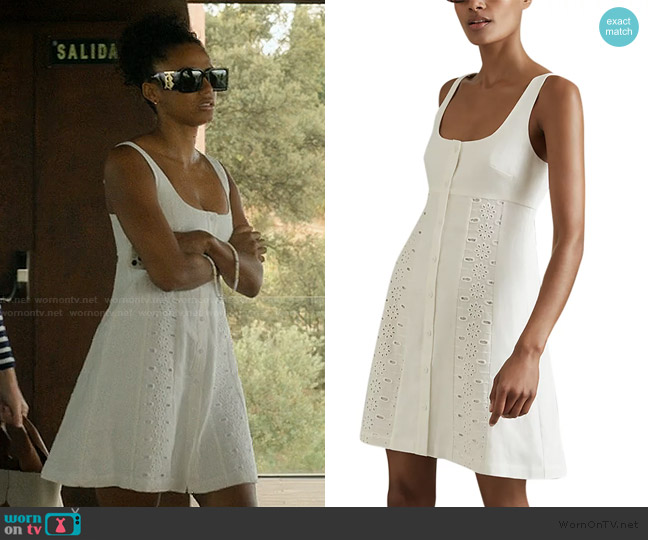 Reiss Dorothea Eyelet Dress worn by Brigitte Russell-Bailey (Shalom Brune-Franklin) on The Girlfriend