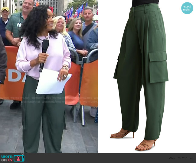 Reiss Orla Wide Leg Pleated Cargo Trousers worn by Sheinelle Jones on Today