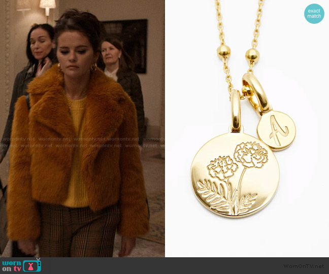 Rellery Marigold Initial Necklace - October Flower worn by Mabel Mora (Selena Gomez) on Only Murders in the Building