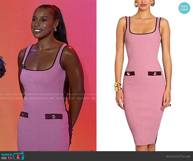 Retrofete Connie Knit Dress in Metallic Rose Pinot worn by Issa Rae on Today