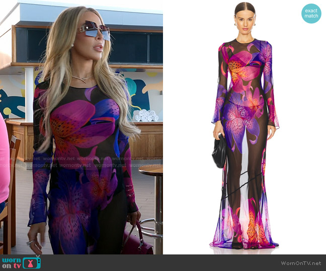 Retrofete Vienna Silk Dress in Hibiscus worn by Lisa Hochstein (Lisa Hochstein) on The Real Housewives of Miami