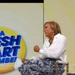 Robin’s blue floral cropped pants on Good Morning America