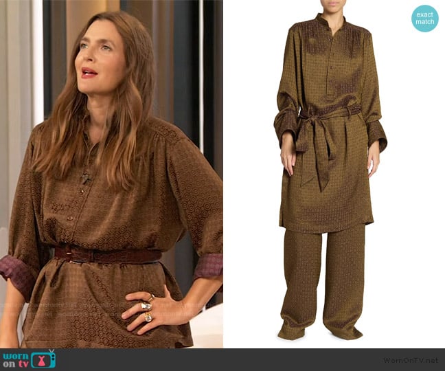 Saint Laurent Jacquard Mini Dress worn by Drew Barrymore on The Drew Barrymore Show