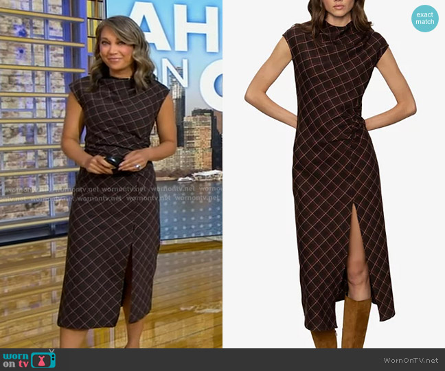 Sanctuary Autumns Best Dress in Cocoa Plaid worn by Ginger Zee on Good Morning America