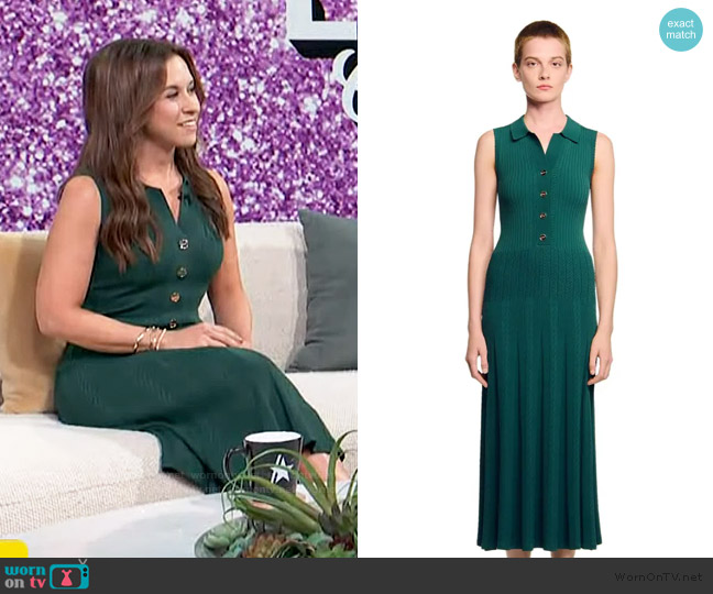 Sandro Knit dress with polo neck worn by Lacey Chabert on Access Hollywood