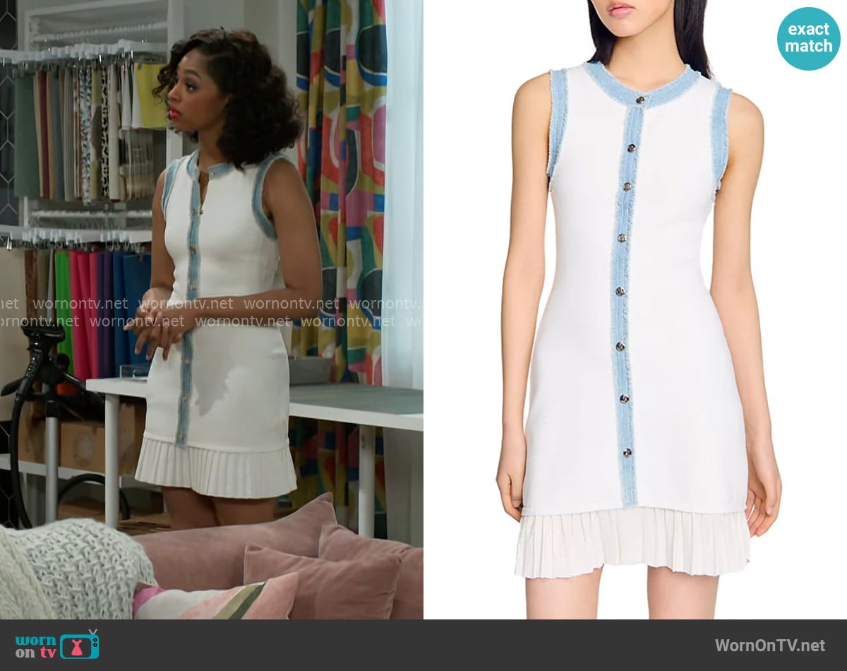 Sandro Short Knit Dress with Ruffles worn by Kat Richardson (Colby Muhammad) on Beyond the Gates