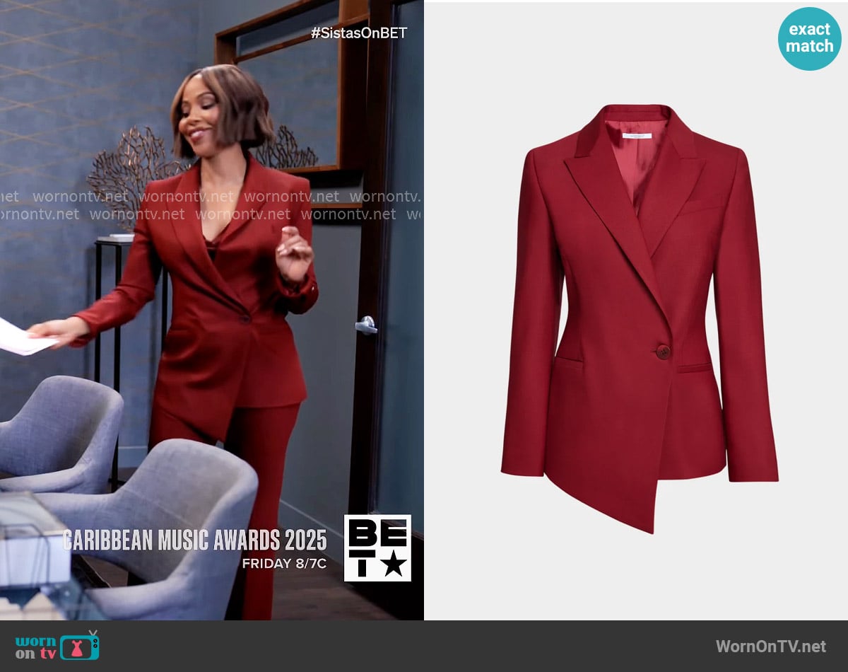 Santorelli Single-Button Asymmetric Blazer worn by Andrea Barnes (Kj Smith) on Tyler Perrys Sistas