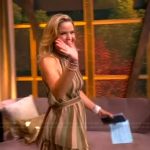 Sara’s metallic stripe top and skirt on The View