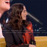 Sara Bareilles’ black and red floral suit on The Morning Show