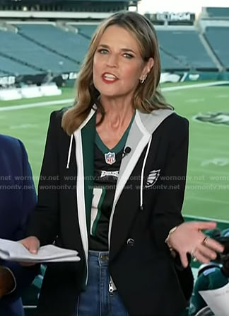 Savannah’s black blazer with Philadelphia Eagles patch on Today