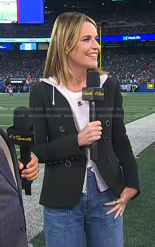 Savannah’s grey hoodie and black blazer on Today