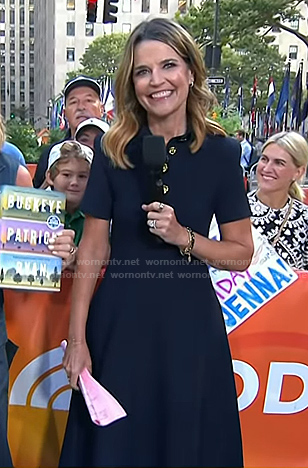 Savannah’s navy knit polo dress on Today