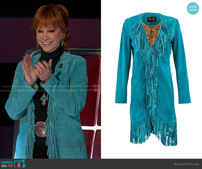 Scully Suede Fringe Western Coat worn by Reba McEntire on The Voice