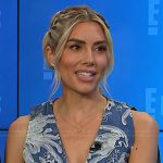 Heather’s blue printed vest on E! News