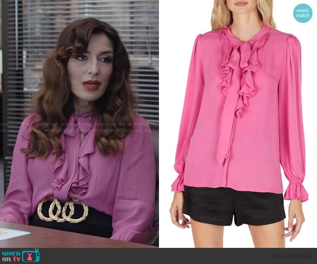 Secret Mission Sara Ruffle Blouse worn by Esmeralda Grand (Sabrina Impacciatore) on The Paper