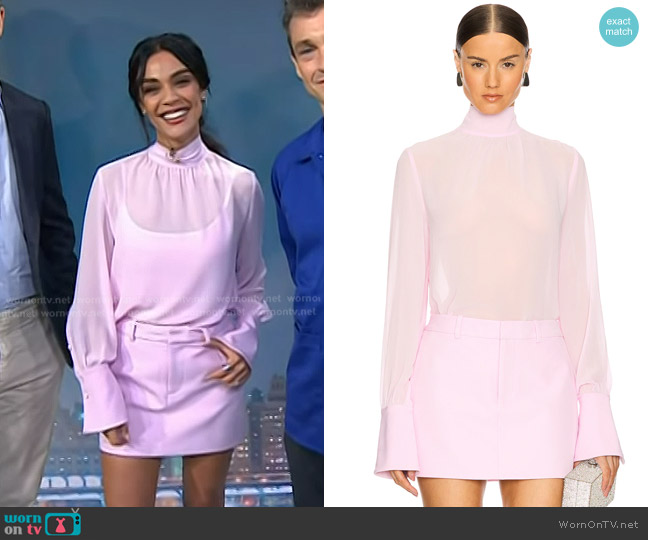 SER.O.YA Sofia Mini Skirt in Ballet Pink worn by Odelya Halevi on Today