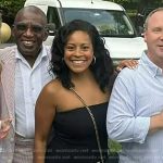 Sheinelle’s black print strapless dress on Today