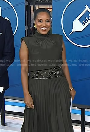 Sheinelle Jones’s green embroidered dress on Today