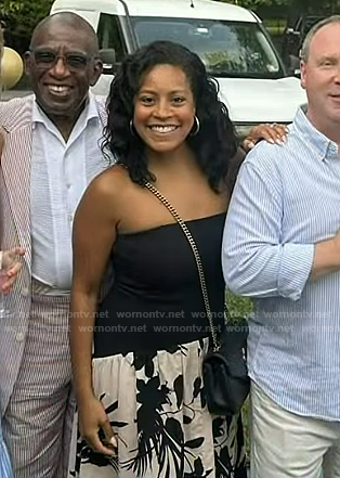 Sheinelle’s black print strapless dress on Today